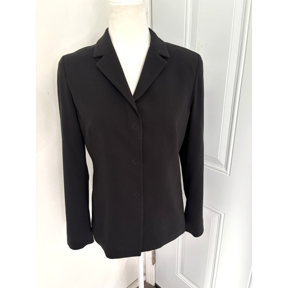Tahari Blazer Womens 8 Black Jacket Button Lapel Office Business‎ Professional